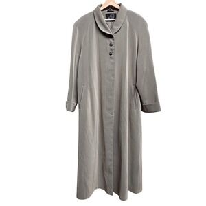 Vintage UTEX DESIGN Women Greige Long Trench Jacket Coat XL 90s Luxury Oversized